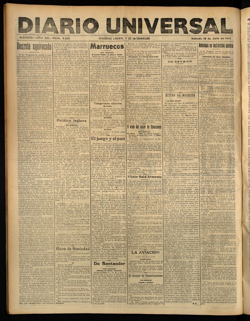 Miniatura de Diario Universal del 18 de julio de 1914