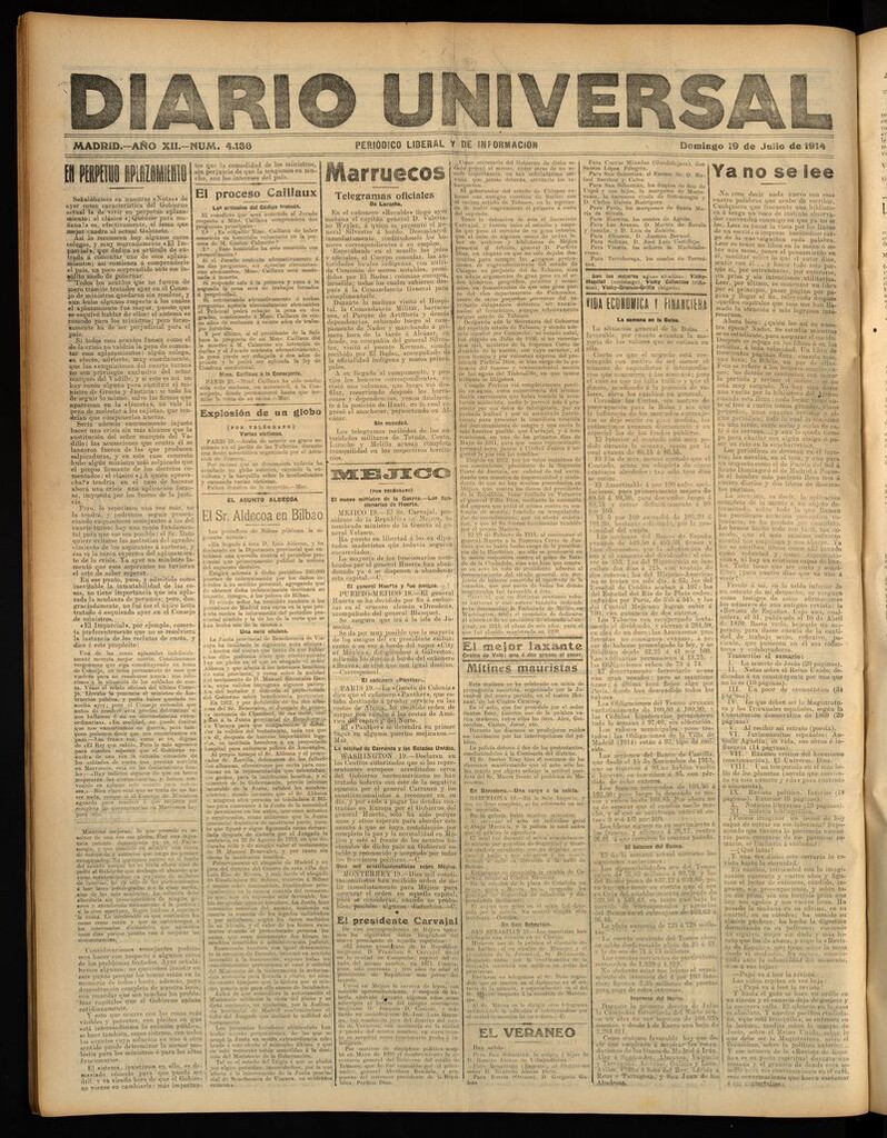 Miniatura de Diario Universal del 19 de julio de 1914