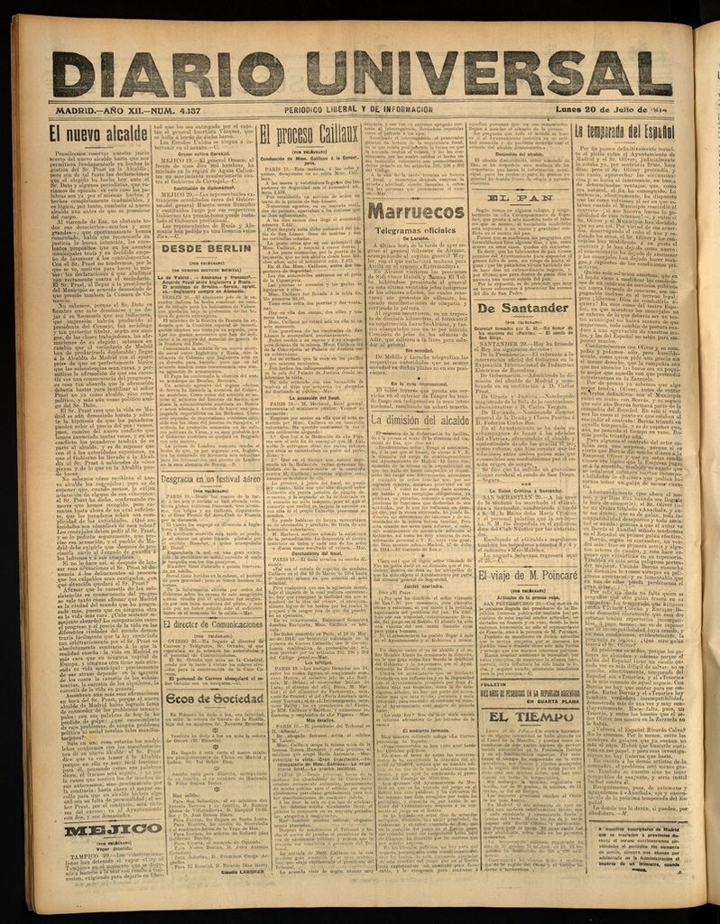 Miniatura de Diario Universal del 20 de julio de 1914