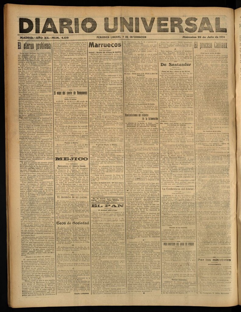 Miniatura de Diario Universal del 22 de julio de 1914