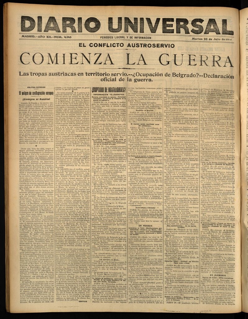 Miniatura de Diario Universal del 28 de julio de 1914