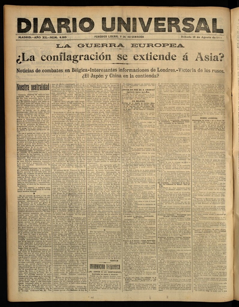 Miniatura de Diario Universal del 15 de agosto de 1914