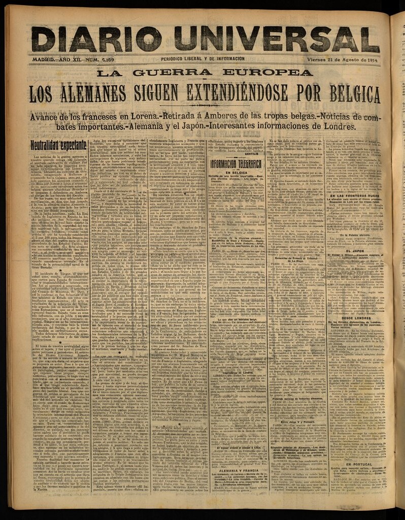 Miniatura de Diario Universal del 21 de agosto de 1914