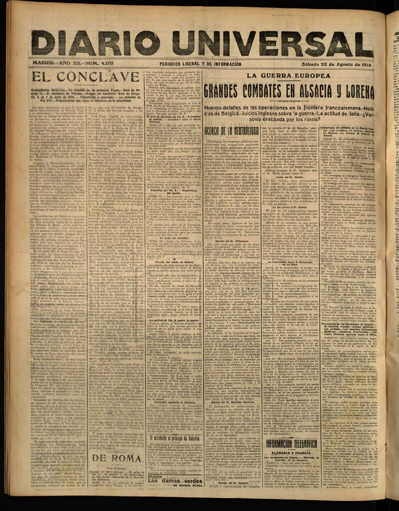 Miniatura de Diario Universal del 22 de agosto de 1914