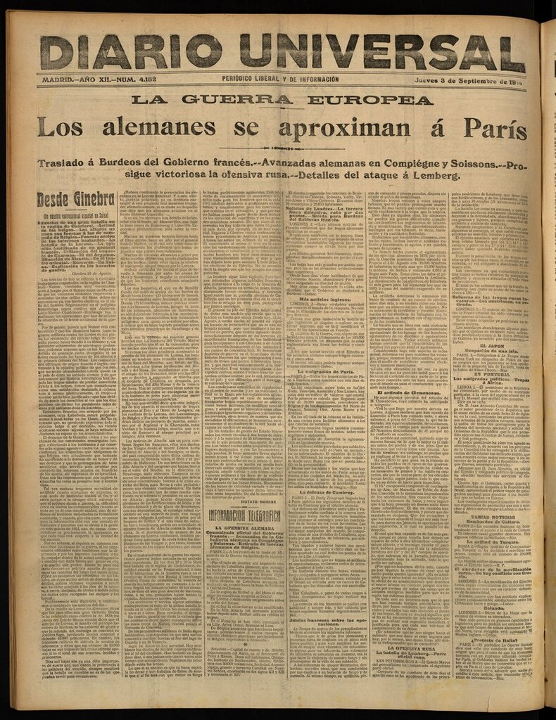 Miniatura de Diario Universal del 3 de septiembre de 1914