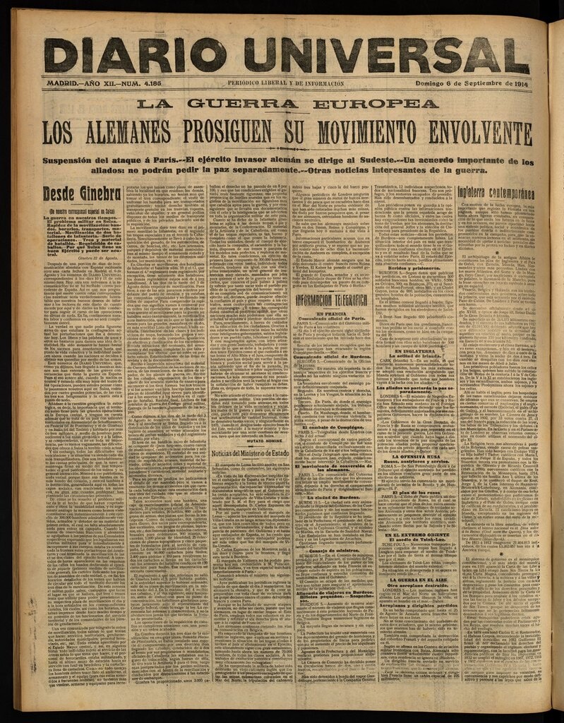 Miniatura de Diario Universal del 6 de septiembre de 1914