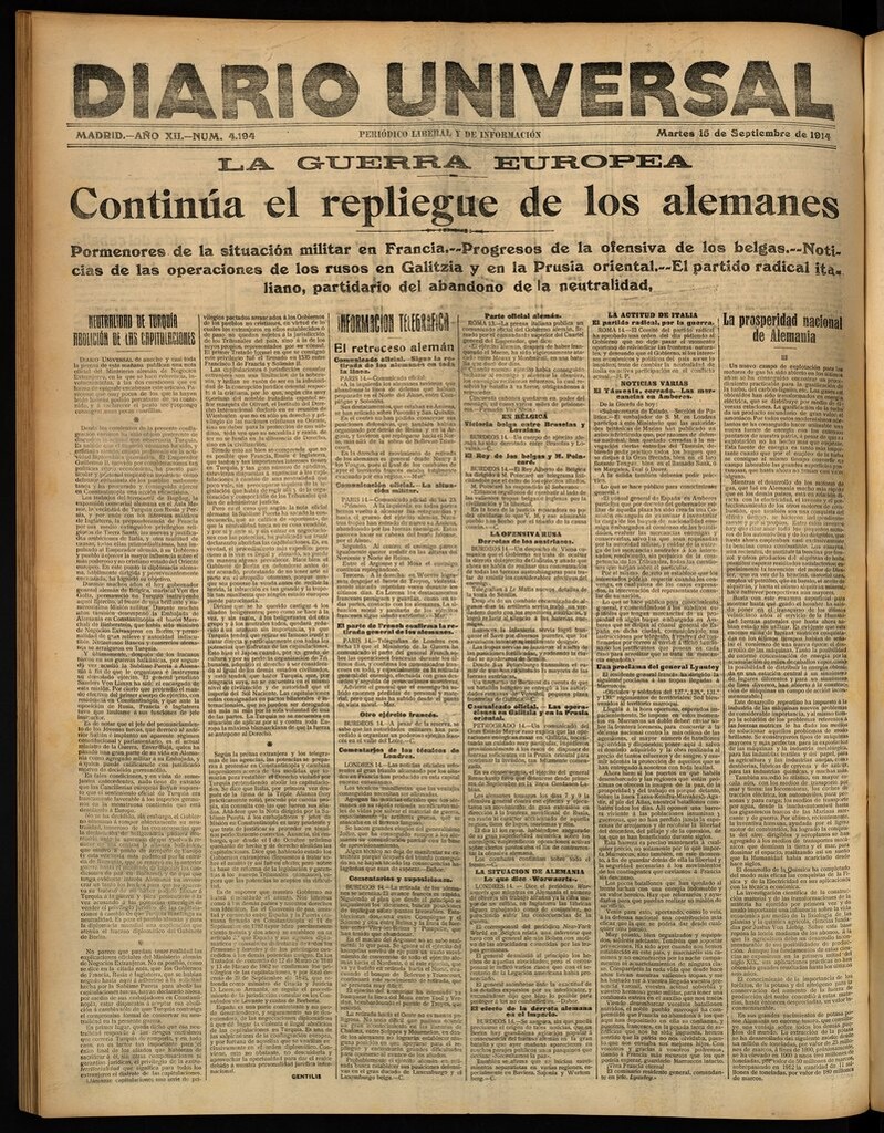 Miniatura de Diario Universal del 15 de septiembre de 1914