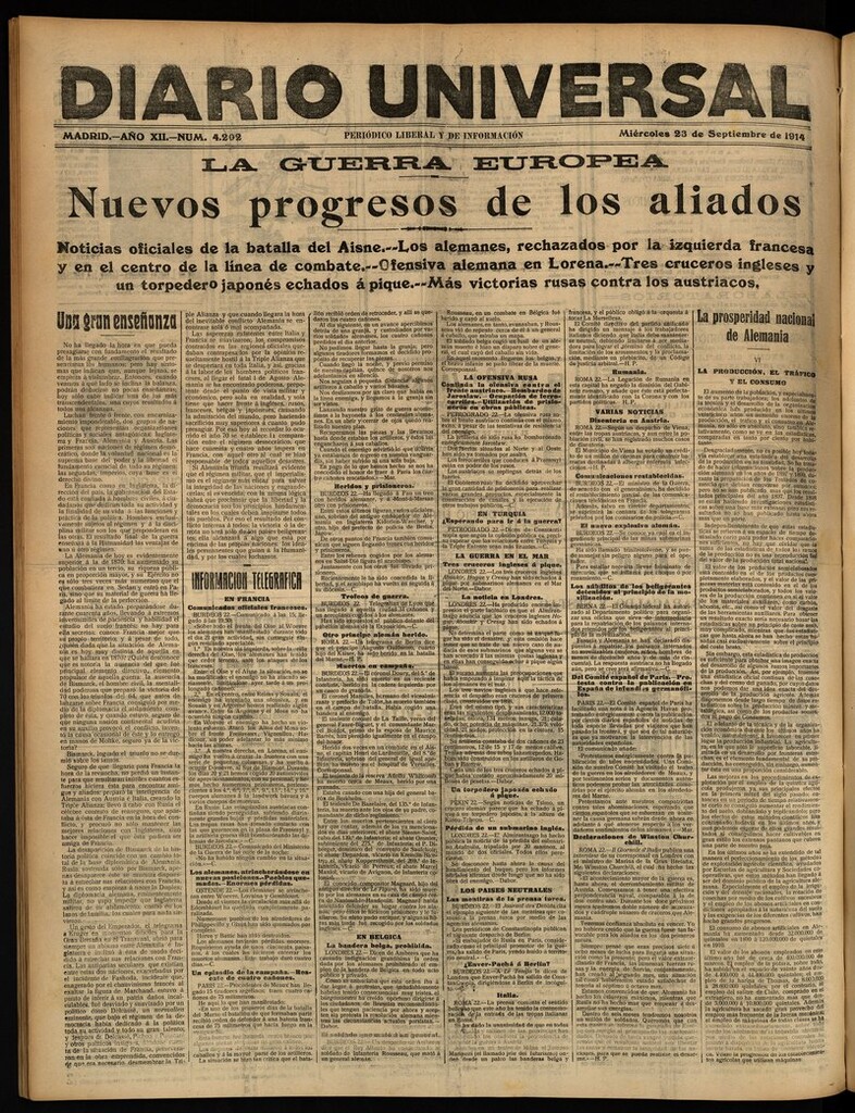 Miniatura de Diario Universal del 23 de septiembre de 1914