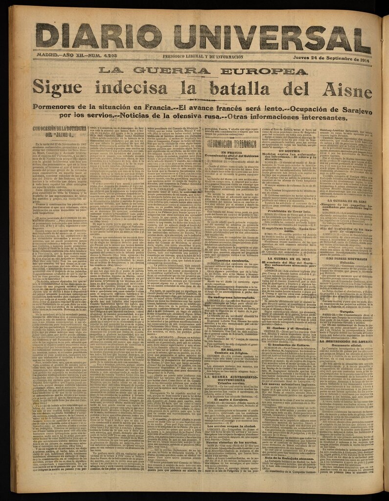 Miniatura de Diario Universal del 24 de septiembre de 1914