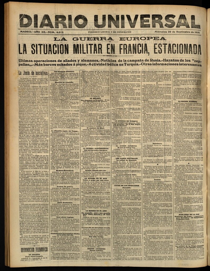 Miniatura de Diario Universal del 30 de septiembre de 1914