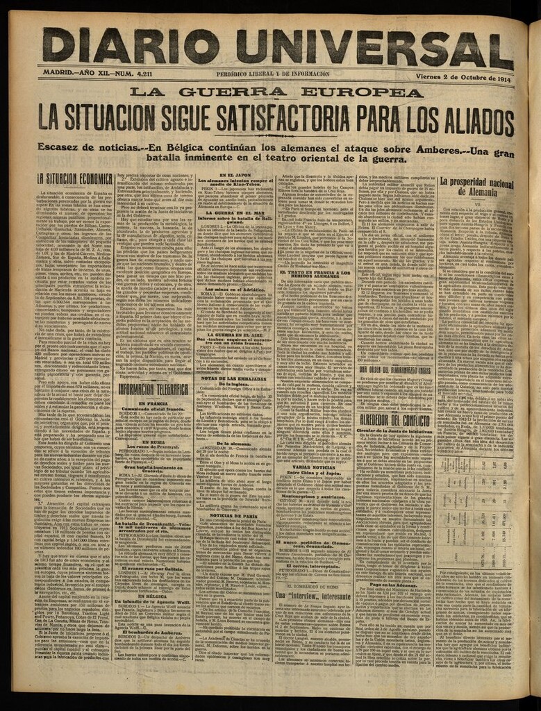 Miniatura de Diario Universal del 2 de octubre de 1914