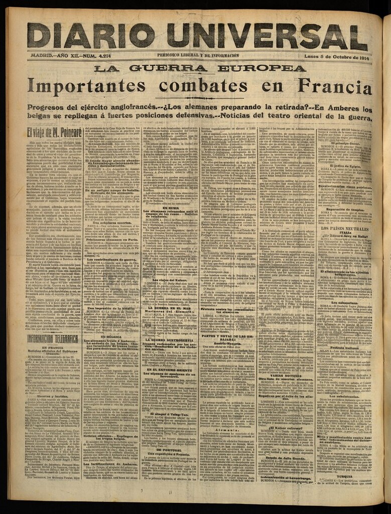 Miniatura de Diario Universal del 5 de octubre de 1914