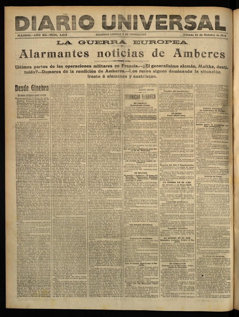 Miniatura de Diario Universal del 10 de octubre de 1914