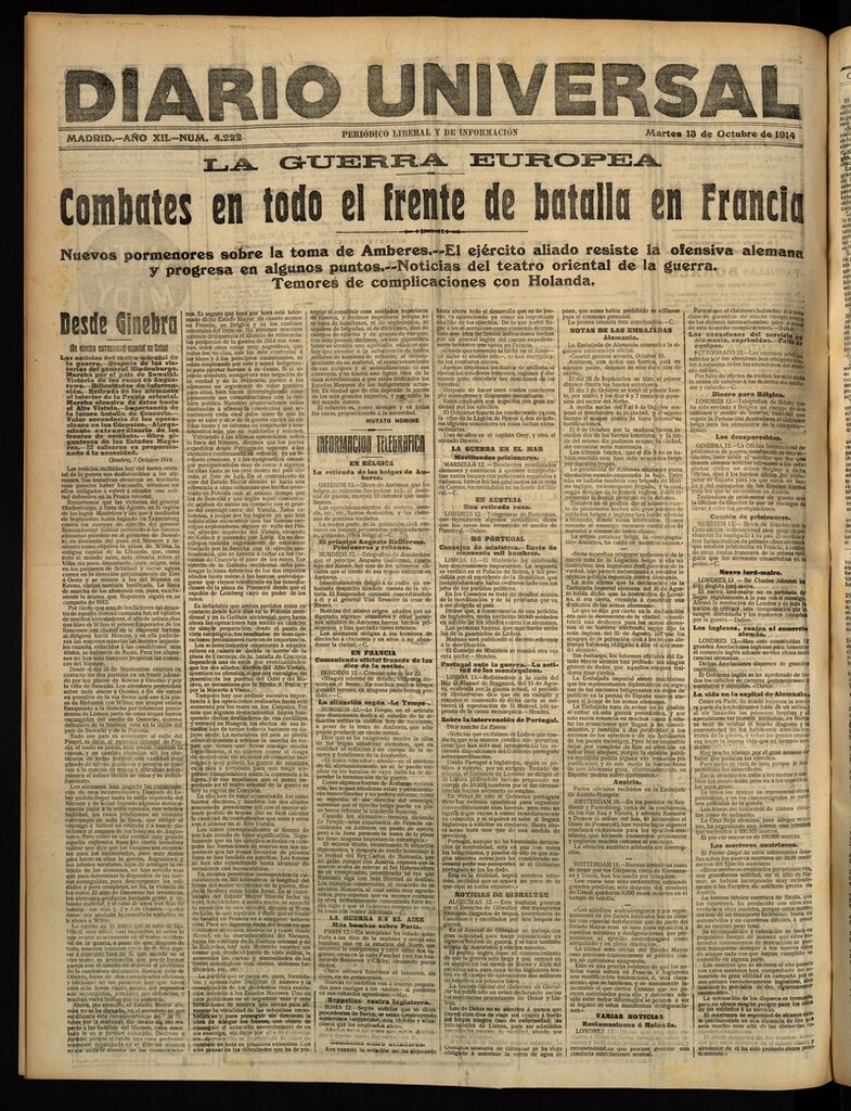 Miniatura de Diario Universal del 13 de octubre de 1914