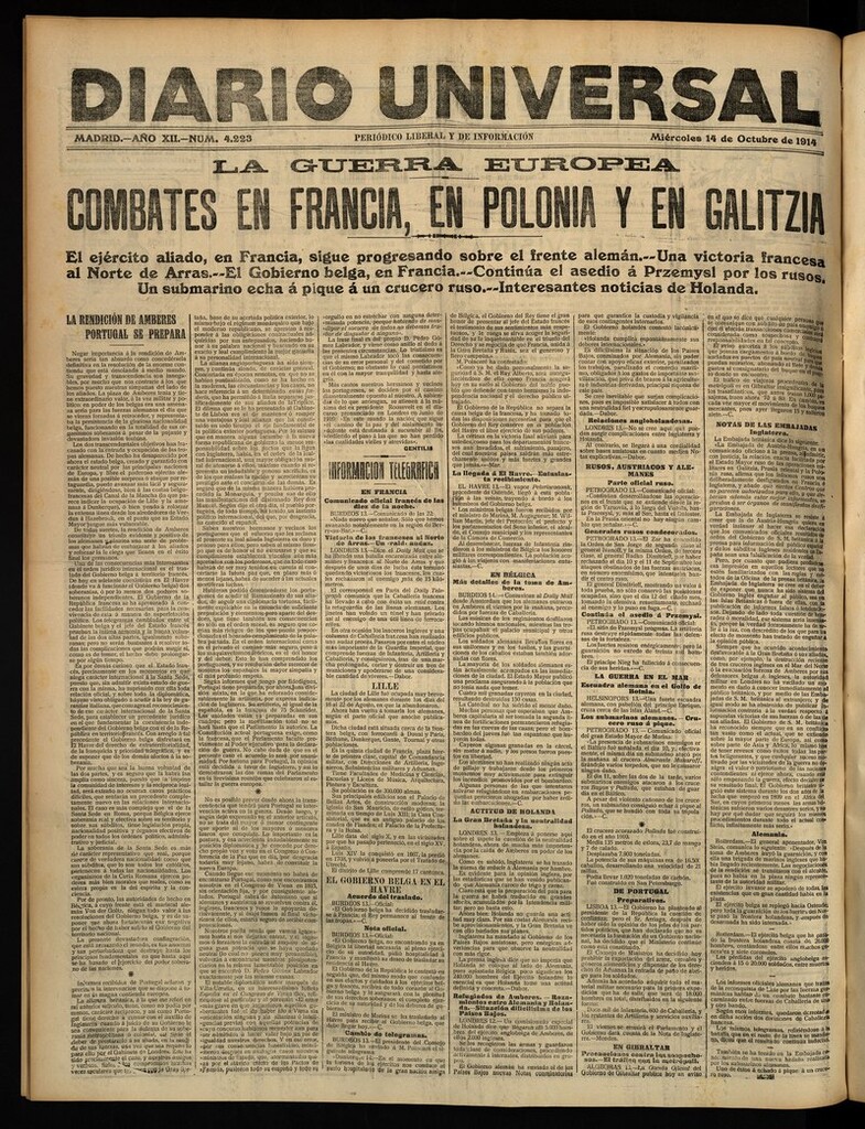 Miniatura de Diario Universal del 14 de octubre de 1914