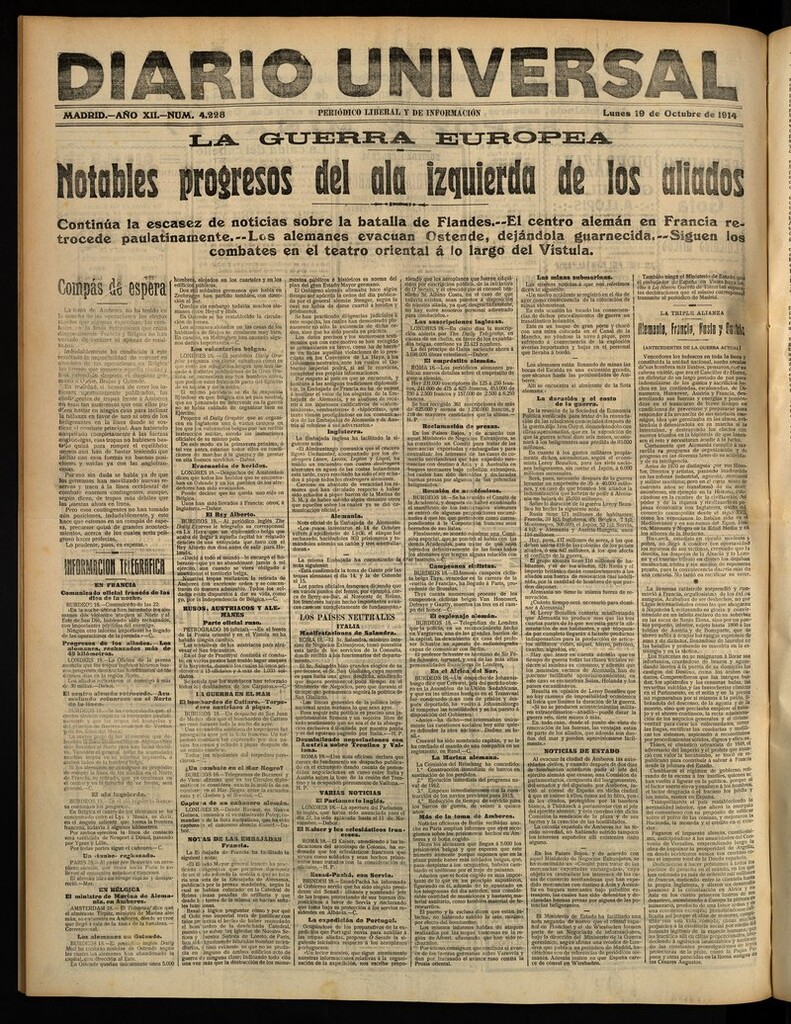 Miniatura de Diario Universal del 19 de octubre de 1914