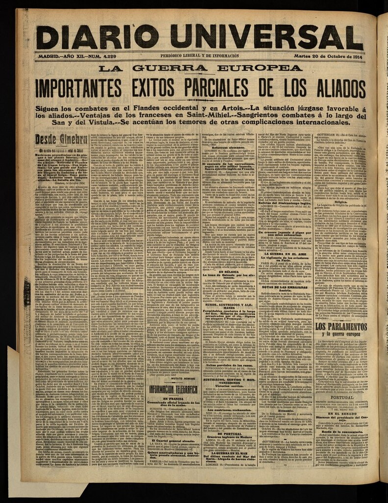 Miniatura de Diario Universal del 20 de octubre de 1914