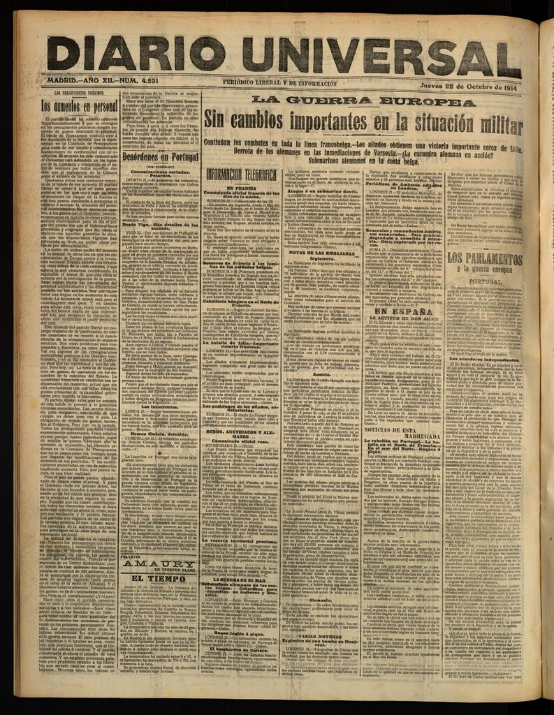 Miniatura de Diario Universal del 22 de octubre de 1914