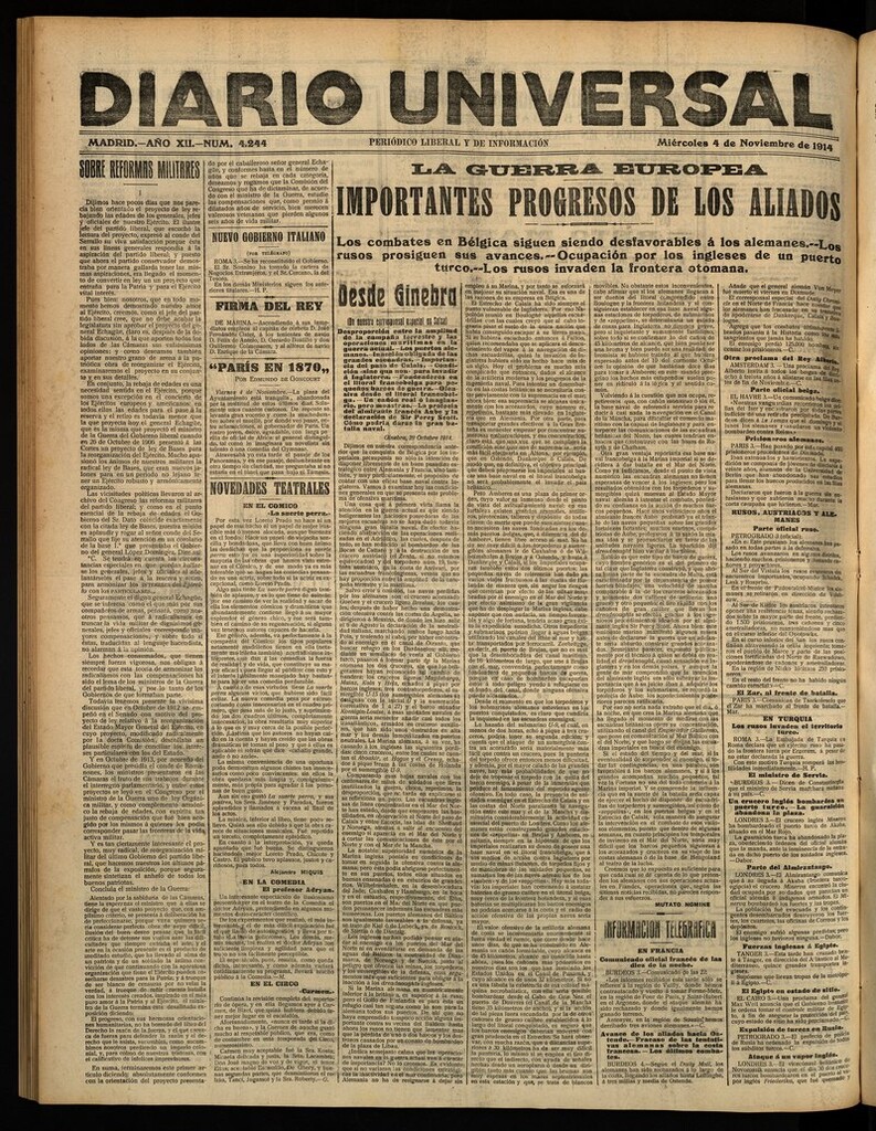Miniatura de Diario Universal del 4 de noviembre de 1914