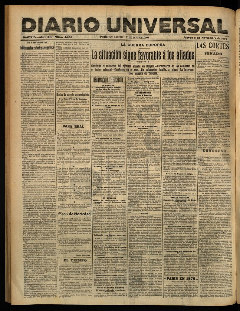Miniatura de Diario Universal del 5 de noviembre de 1914