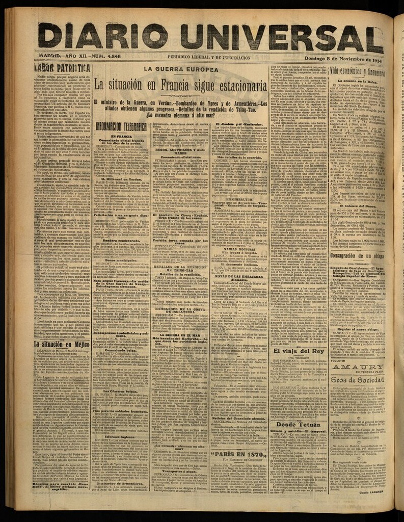 Miniatura de Diario Universal del 8 de noviembre de 1914