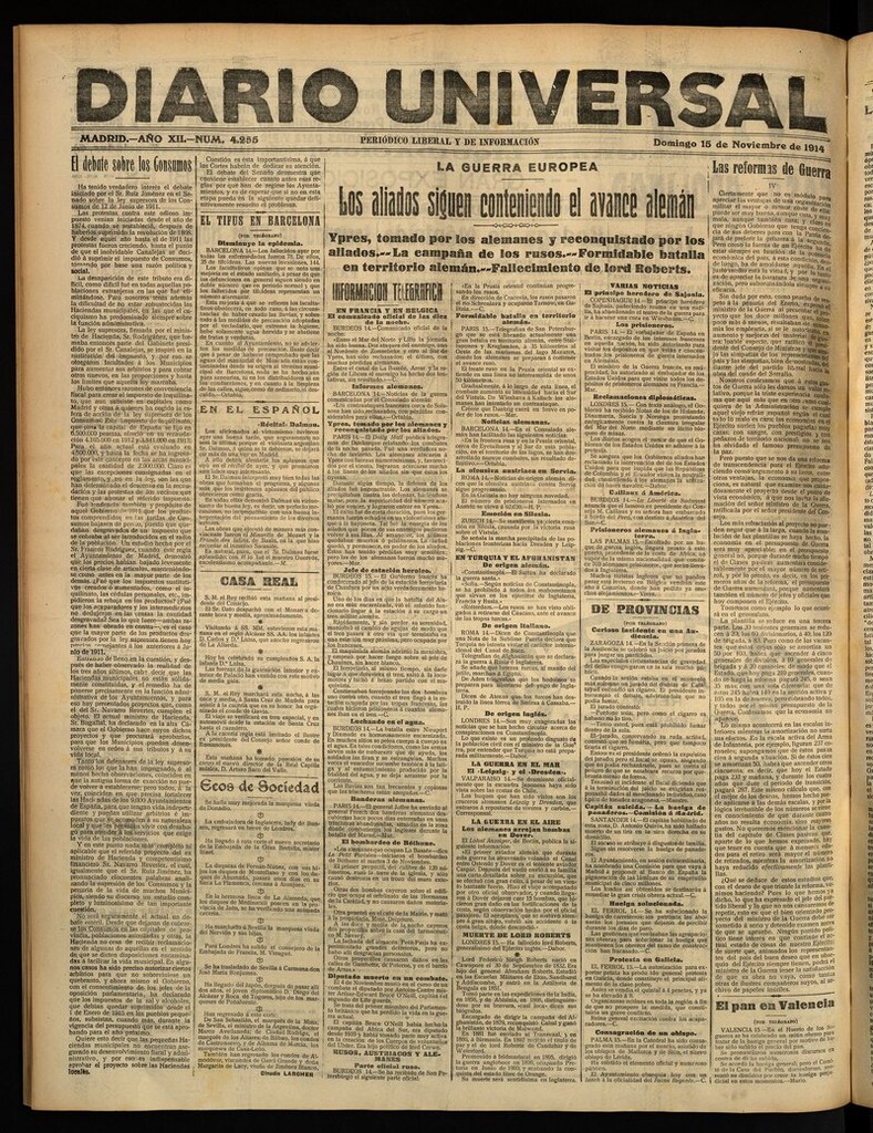 Miniatura de Diario Universal del 15 de noviembre de 1914
