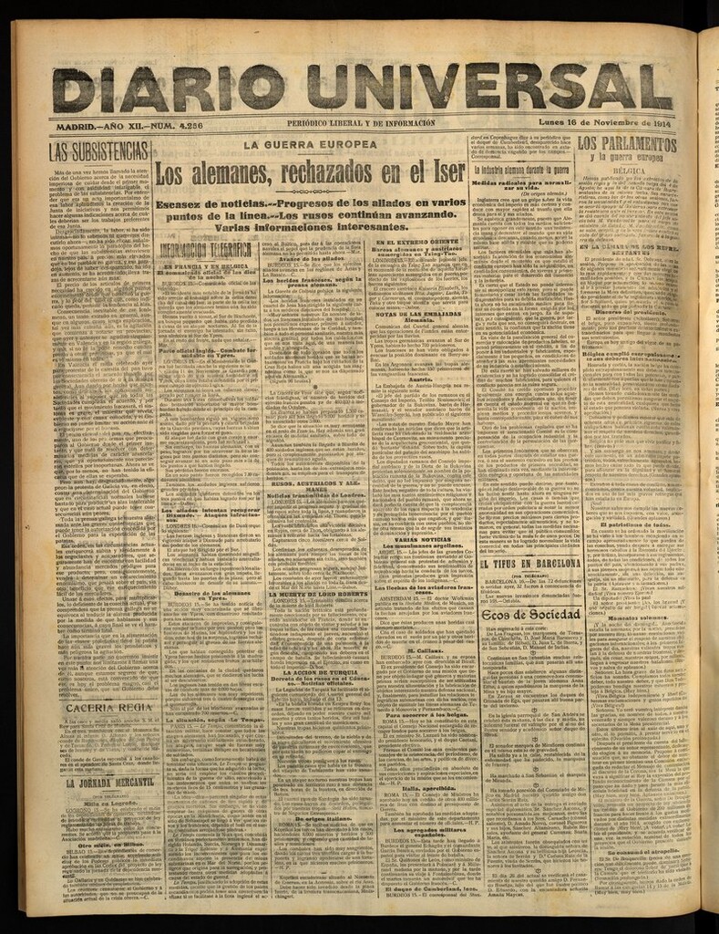 Miniatura de Diario Universal del 16 de noviembre de 1914