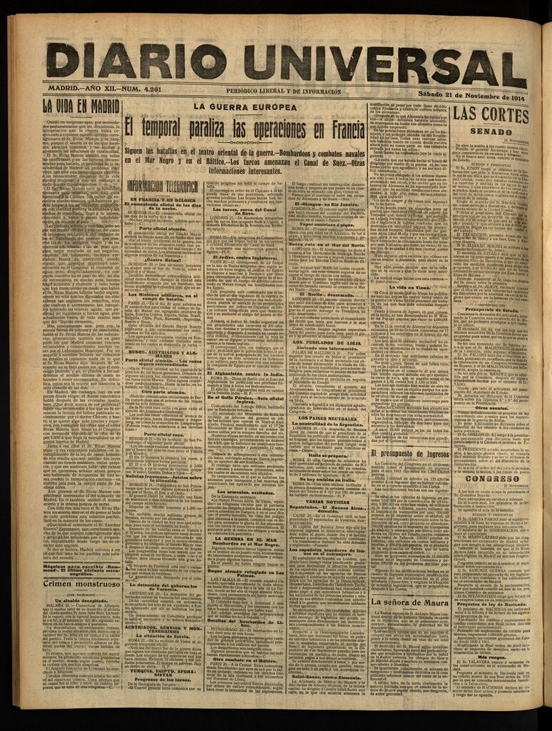 Miniatura de Diario Universal del 21 de noviembre de 1914