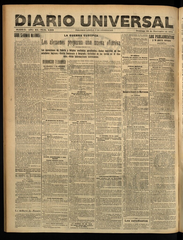 Miniatura de Diario Universal del 22 de noviembre de 1914