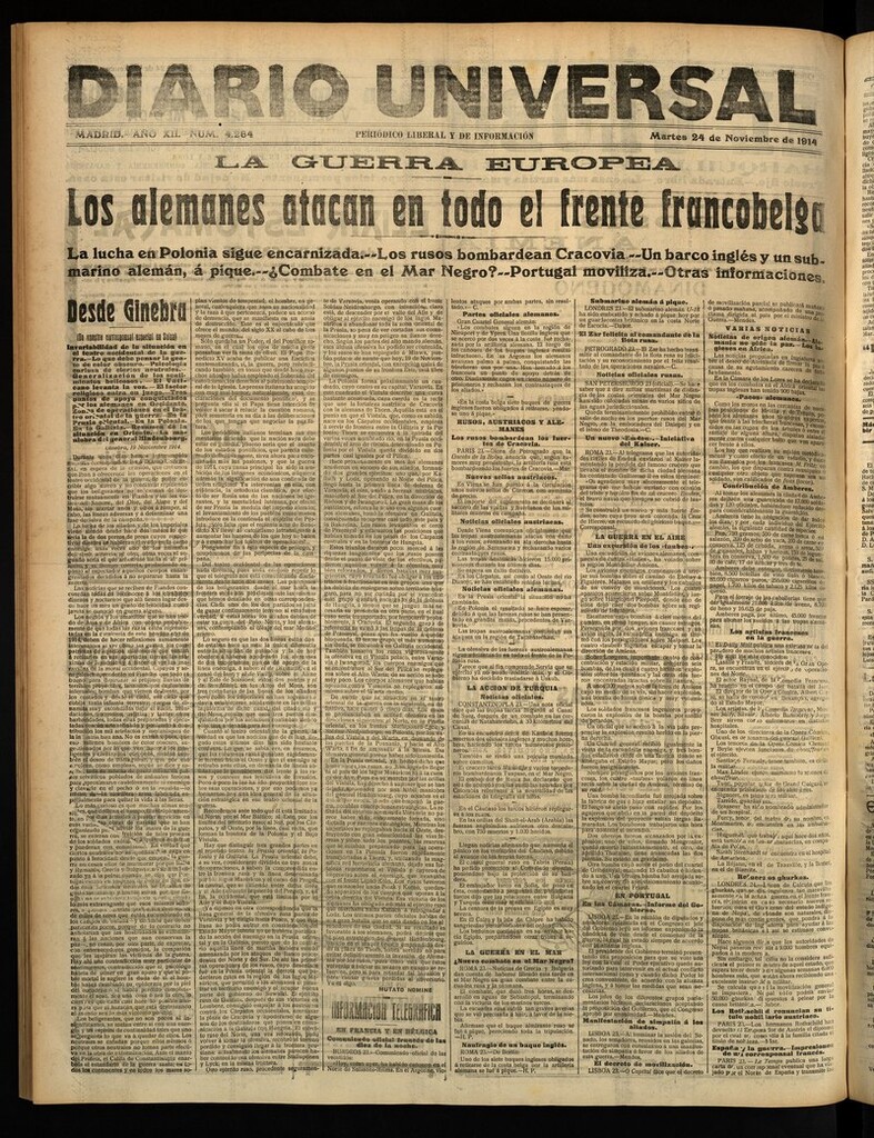 Miniatura de Diario Universal del 24 de noviembre de 1914