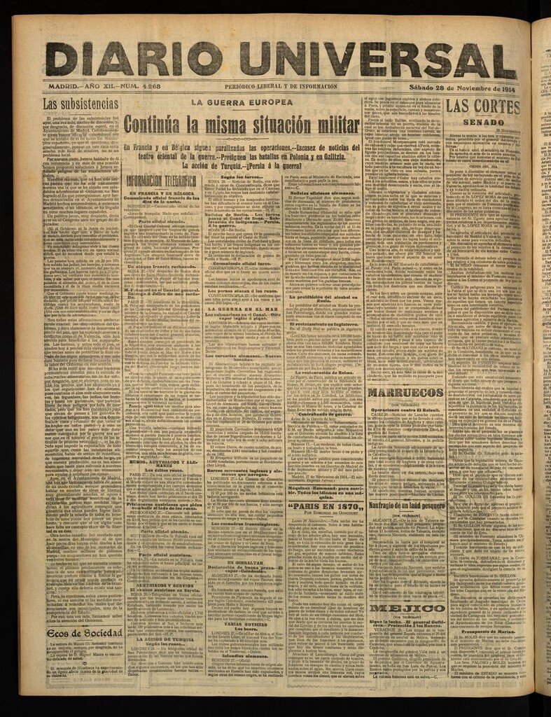 Miniatura de Diario Universal del 28 de noviembre de 1914