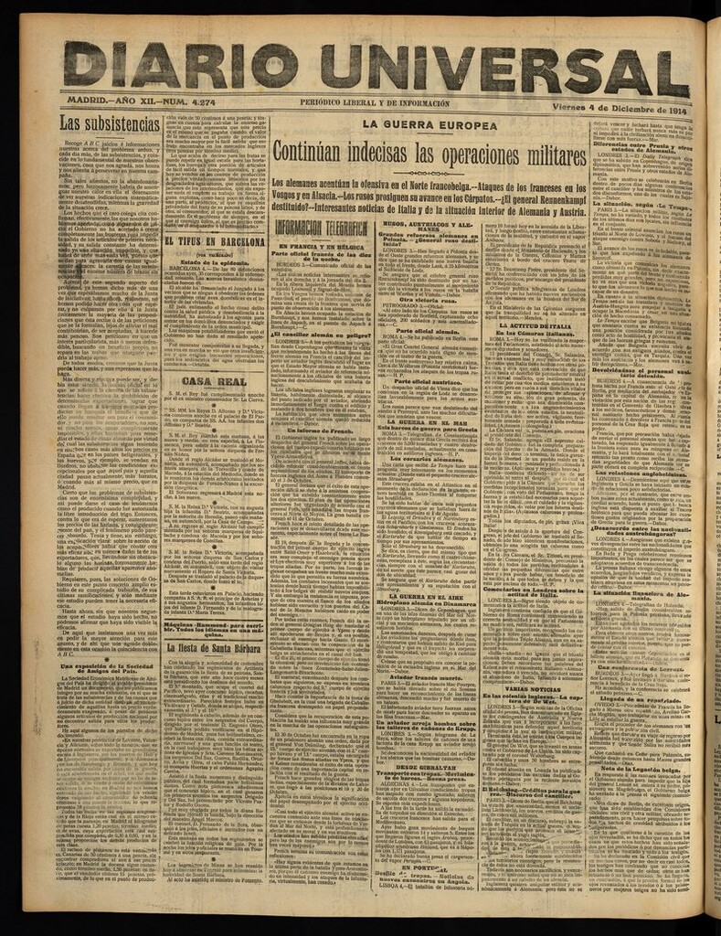 Miniatura de Diario Universal del 4 de diciembre de 1914