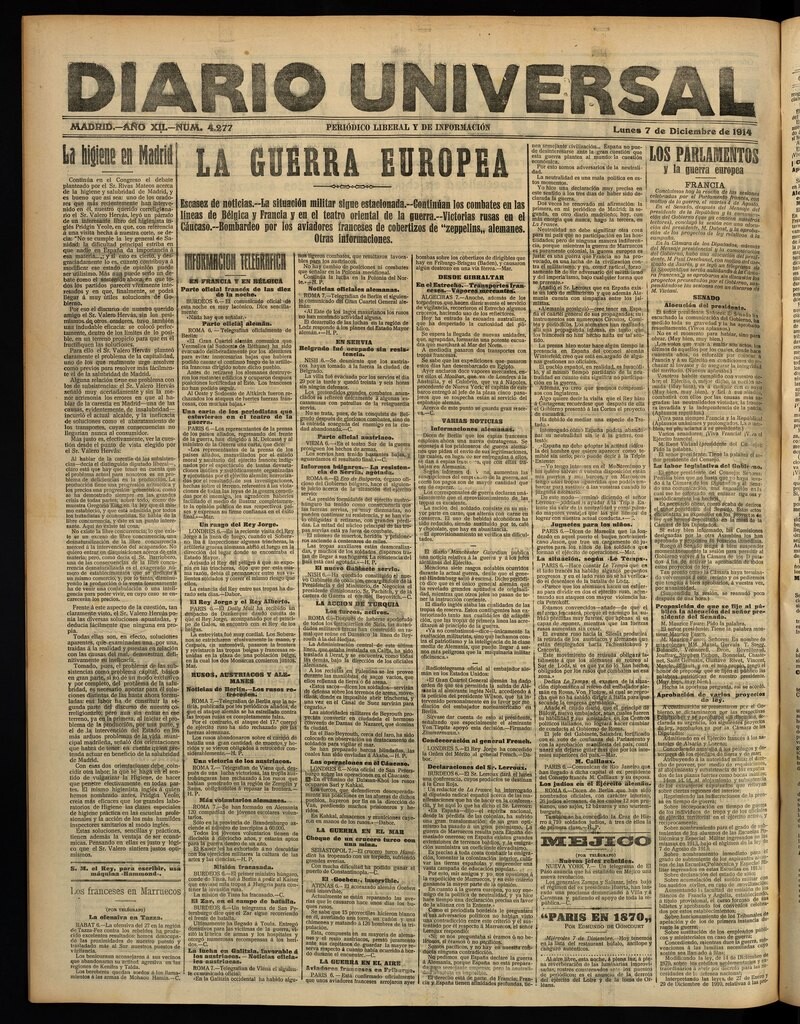Miniatura de Diario Universal del 7 de diciembre de 1914
