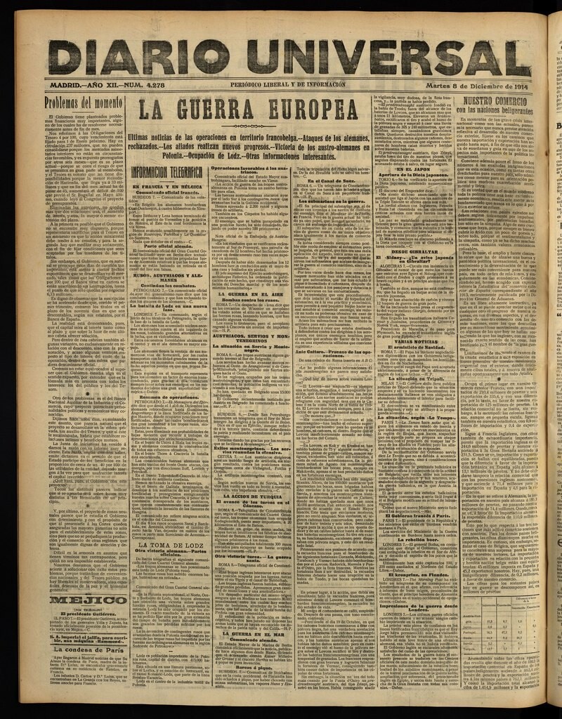 Miniatura de Diario Universal del 8 de diciembre de 1914