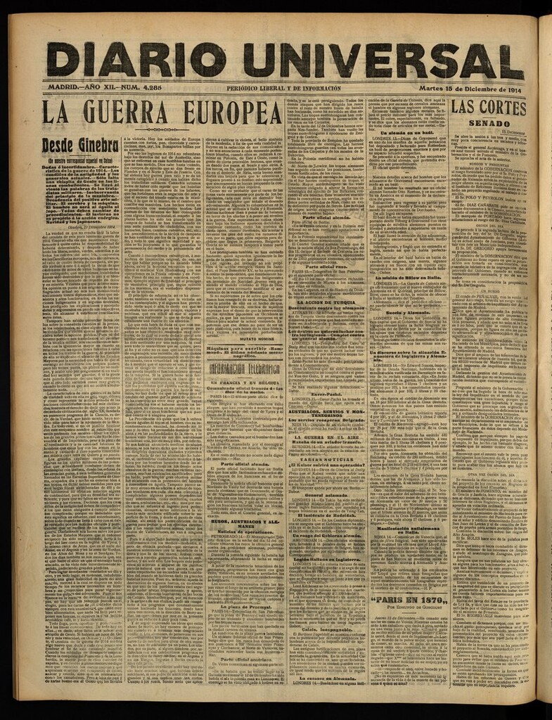 Miniatura de Diario Universal del 15 de diciembre de 1914