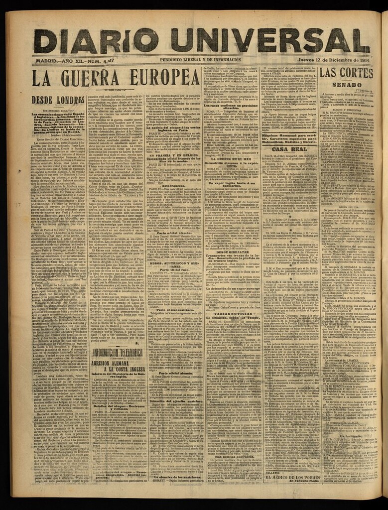 Miniatura de Diario Universal del 17 de diciembre de 1914