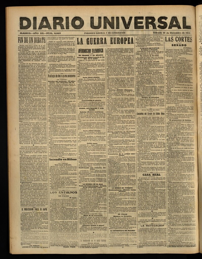 Miniatura de Diario Universal del 19 de diciembre de 1914