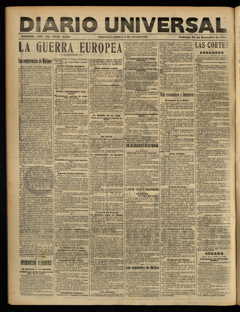 Miniatura de Diario Universal del 20 de diciembre de 1914