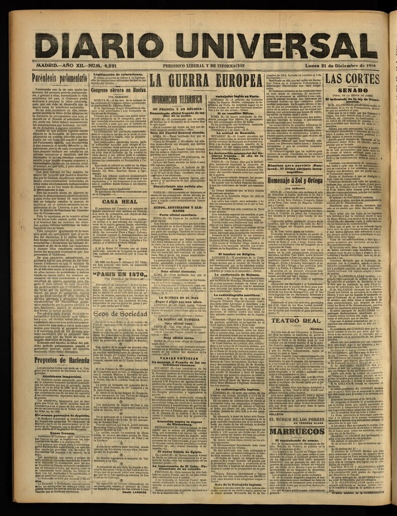 Miniatura de Diario Universal del 21 de diciembre de 1914