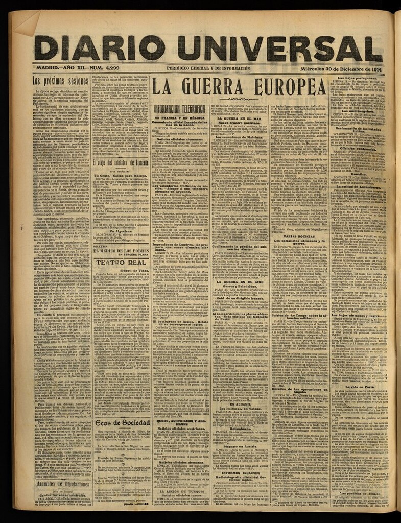 Miniatura de Diario Universal del 30 de diciembre de 1914