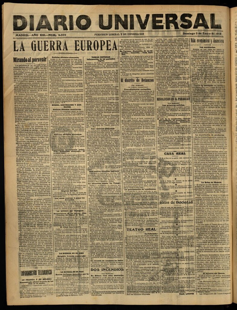 Miniatura de Diario Universal del 3 de enero de 1915
