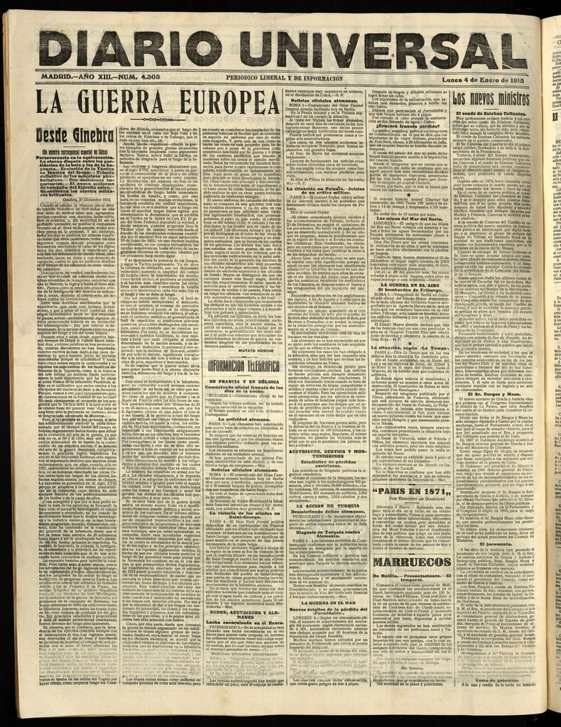 Miniatura de Diario Universal del 4 de enero de 1915