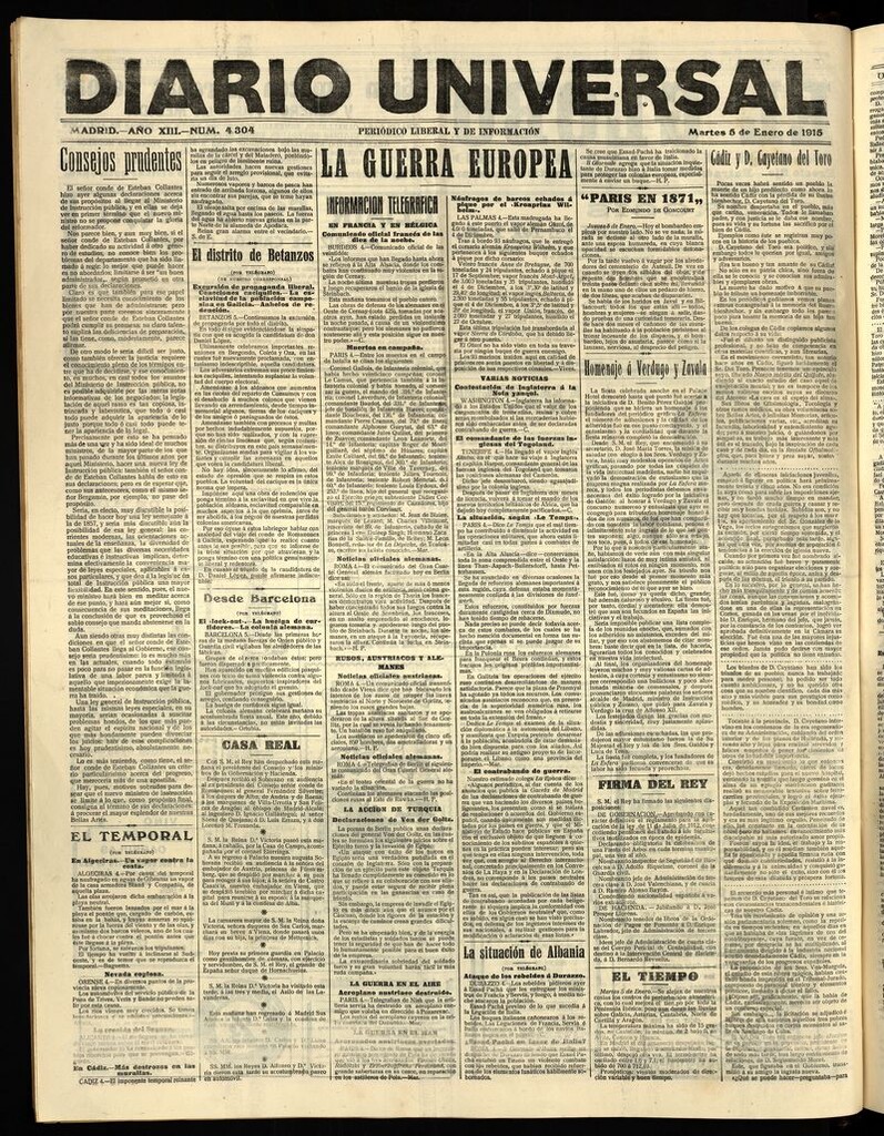 Miniatura de Diario Universal del 5 de enero de 1915