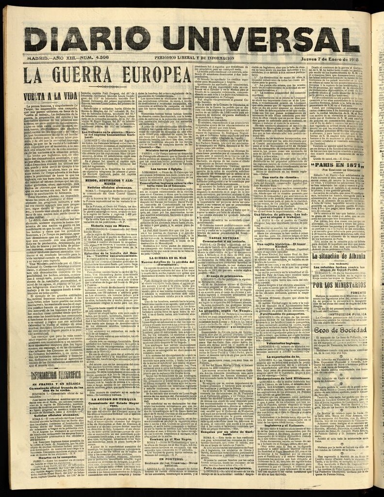 Miniatura de Diario Universal del 7 de enero de 1915