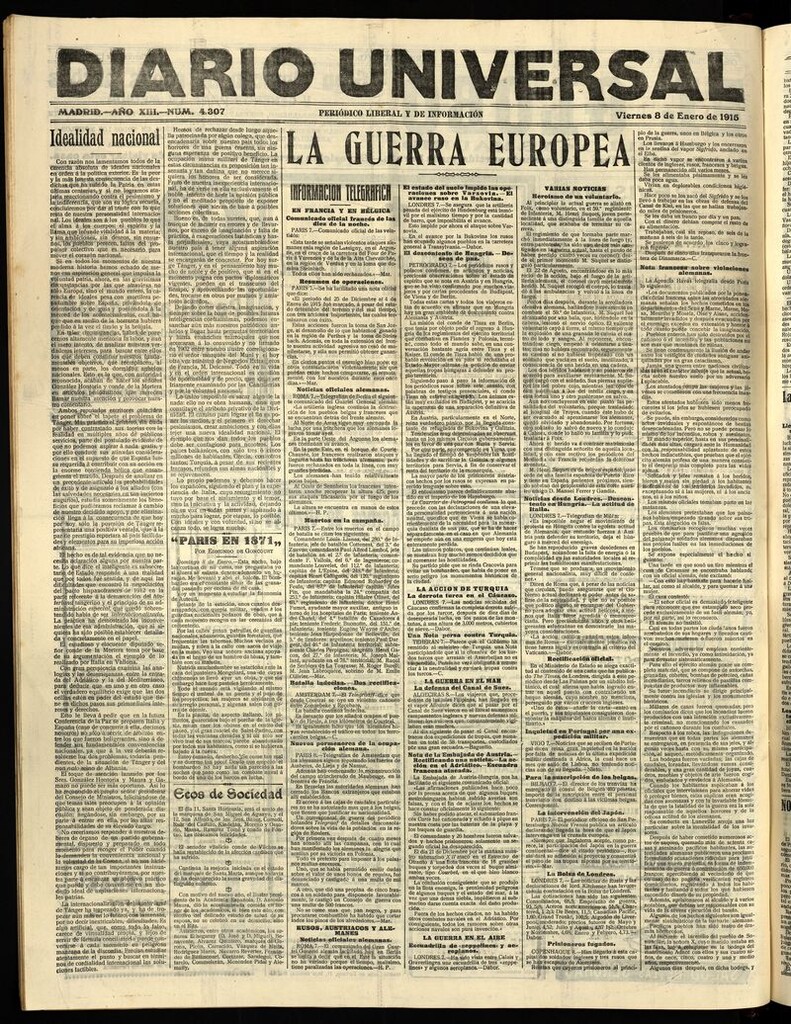 Miniatura de Diario Universal del 8 de enero de 1915