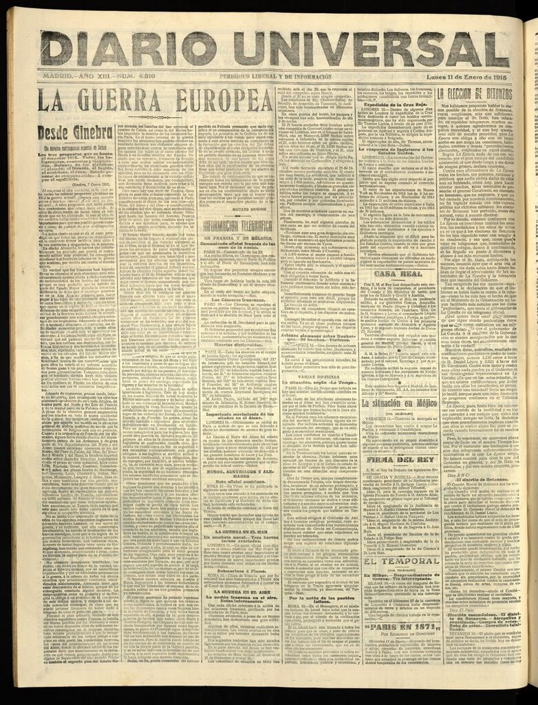 Miniatura de Diario Universal del 11 de enero de 1915