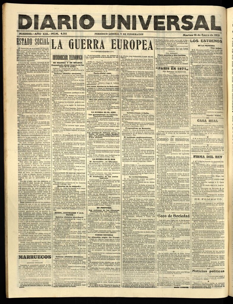 Miniatura de Diario Universal del 12 de enero de 1915
