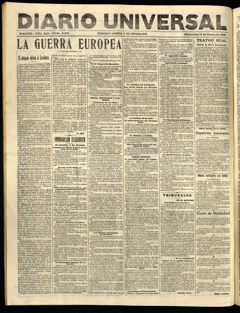 Miniatura de Diario Universal del 13 de enero de 1915