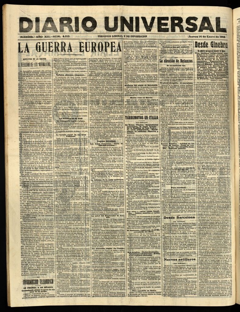 Miniatura de Diario Universal del 14 de enero de 1915