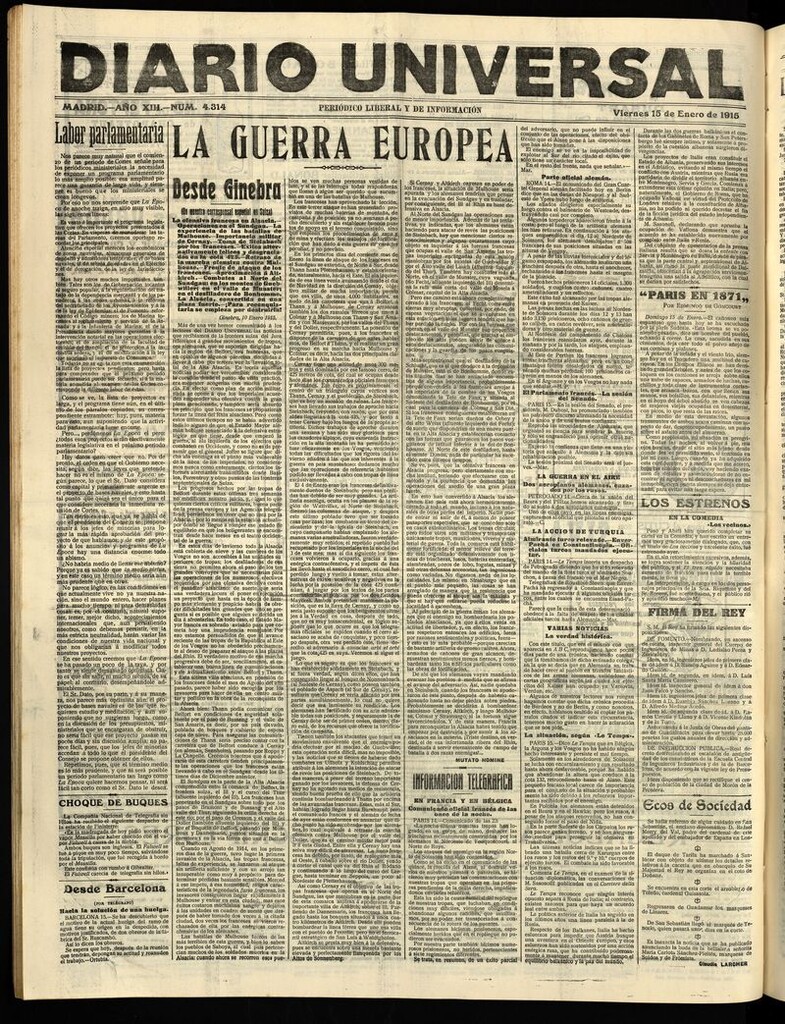 Miniatura de Diario Universal del 15 de enero de 1915